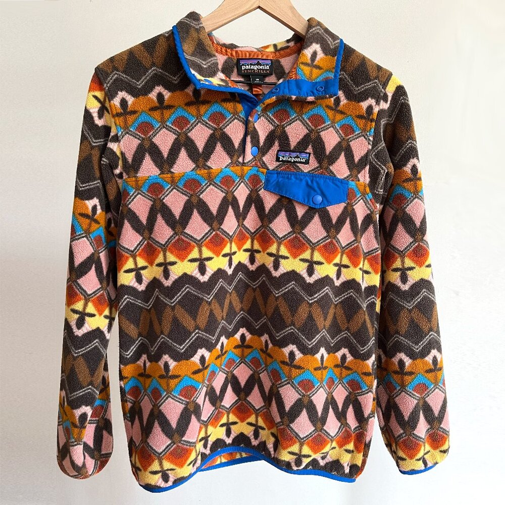 Rare Boho Colorful Patagonia Synchilla Snap-T Fleece Pullover Sweater